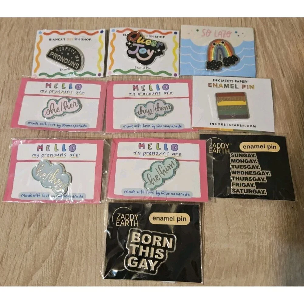Lot Of 10 Enamel Pride Pins She He They Rainbow Queer Joy Born This Gay Lot #6